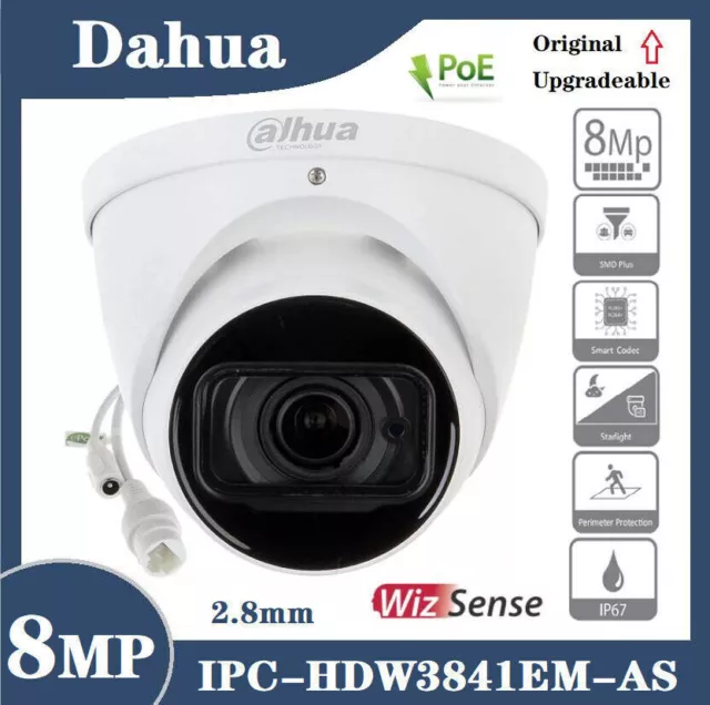 Dahua IPC-HDW3841EM-AS 8MP 4K AI Starlight Built-in Mic IR30 PoE IP Camera 2.8mm