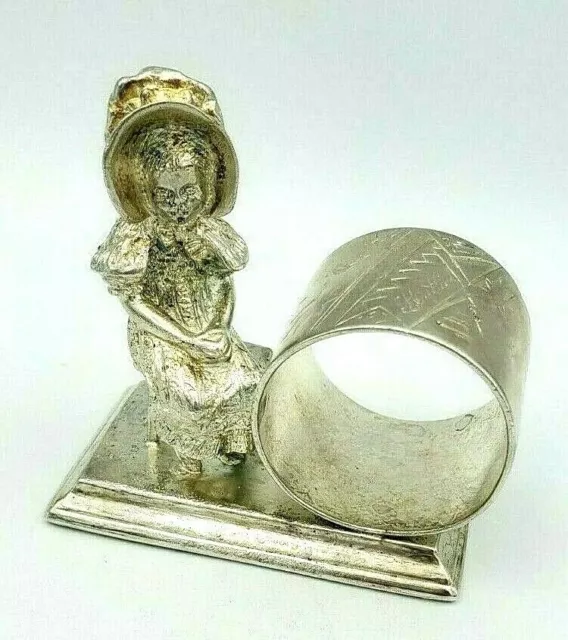 Silverplate Napkin Ring with Girl Made by Derby Birmingham Connecticut 11101