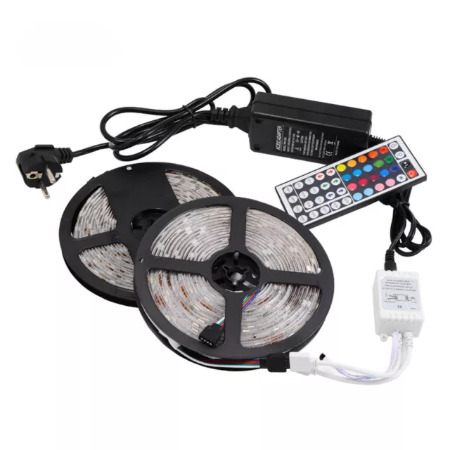 10M 5050 RGB LED Strip with 44keys IR Remote Controller +12V 8A Power Adapter