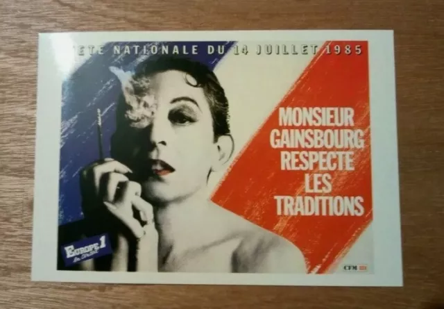 carte postale Serge Gainsbourg Europe 1 Fête nationale du 14 juillet 1985