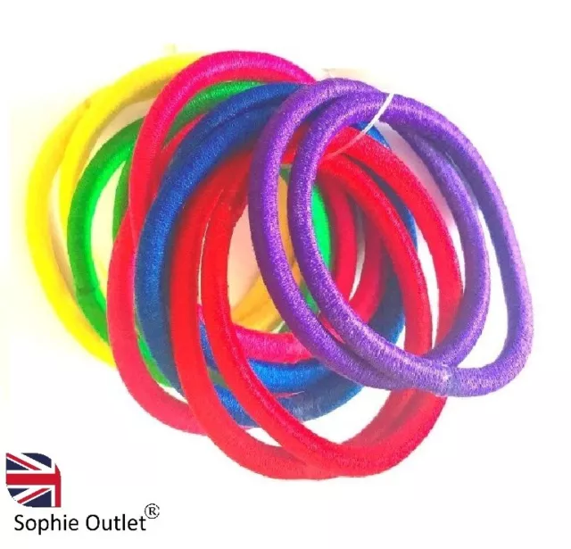 12x FASCE PER CAPELLI SPESSI multicolore elastici bobbles bambini ragazze pony scuola Regno Unito