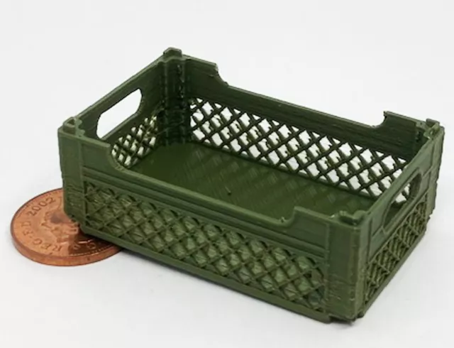 Poupées Maison Vert Olive Empilable Plastique Panier Cuisine Cageot Tumdee 1:12