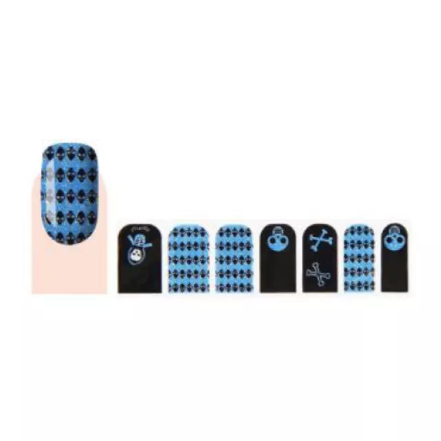 GLAM UP - Stickers Vernis Adhésifs ongles - Tête de Mort Turquoise Noir