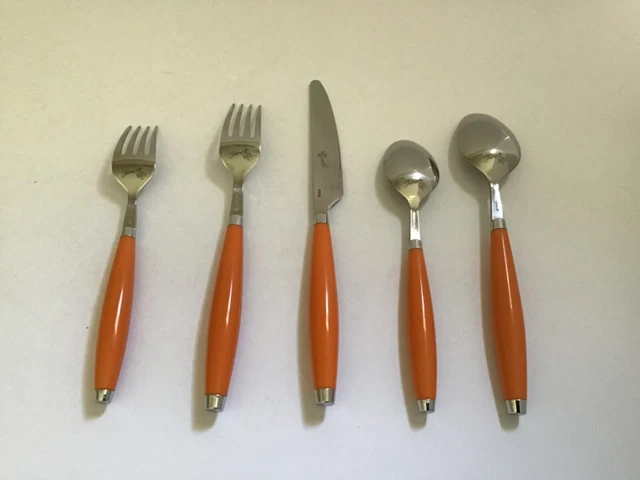 Fiestaware Bright Orange Flatware Silverware Dinner 5-piece Lot Set