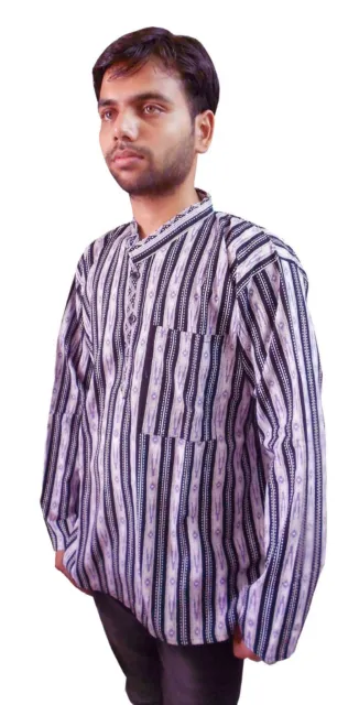 Men Kurta Long Sleeve Cotton Traditional Casual Wear Bollywood