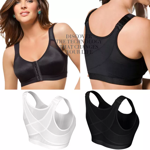 FITNESS BRA PUSH Up Stretchy Front Closure Pure Color Sports Bra