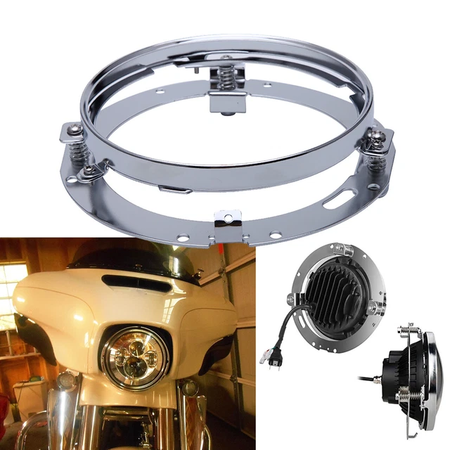 Anello di montaggio faro LED rotondo 7" adattatore staffa lampada testa cromata per Harley