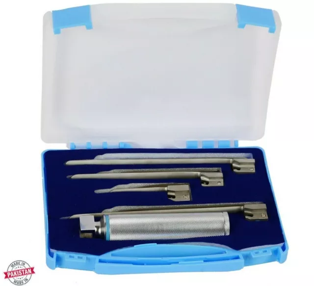 New Miller Laryngoscope Set Surgical Veterinary Instruments 4 Blades + 1 Handle