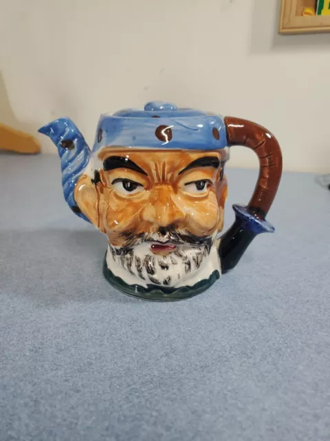 Vintage Ceramic PIRATE TOBY Style Mug TEAPOT w Lid Occupied Japan Hand Painted