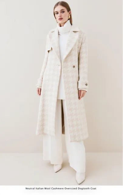 Italian Wool Blend Double Breasted Fitted Waist Coat, Karen Millen