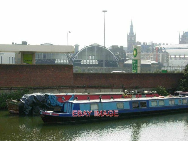 Photo  Regent's Canal King's Cross The Boats Are Moored Against The Retaining Wa