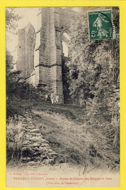 cpa FRANCE 02 - PRESLES and THIERNY (Aisne) RUINS of the CASTLE of the BISHOPS of LAON
