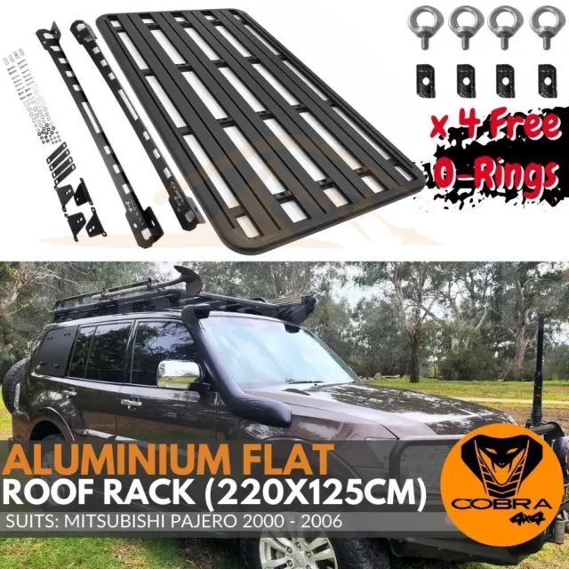 Aluminium Flat Roof Rack Fits Mitsubishi Pajero 2000 - 2006  220cm x 125cm Black