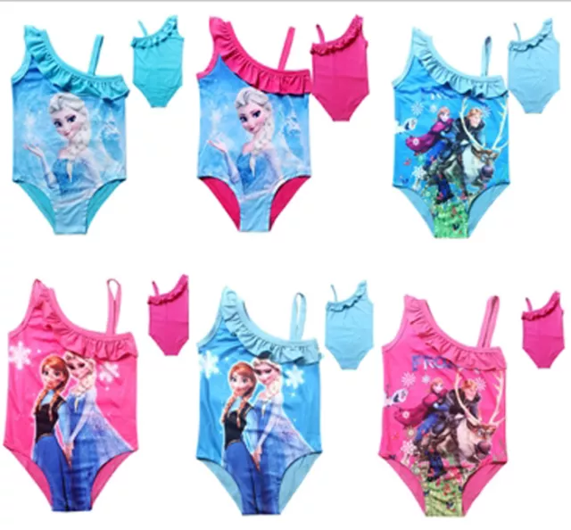 New Kids One-Piece Swimsuit Cute Girls Frozen Anne Elsa Swimwear Beach Sw33