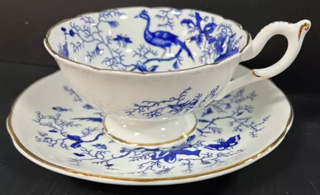 Coalport Cairo Blue With Gold Rim Teacup And Saucer Set Of 10 2