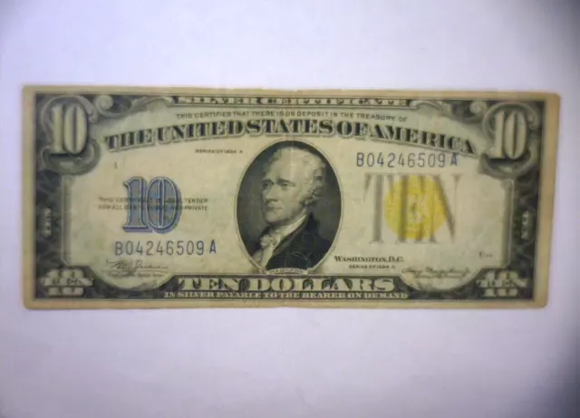 1934 A $10 TEN Dollar NORTH AFRICA Emergency Issue Silver Certificate Note