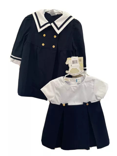 NWT Little Bitty 24 Mo Navy White Nautical  Sailor Coat & Dress 2 Pc outfit -New