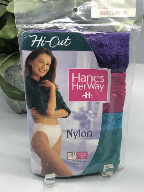 2 VINTAGE HANES Her Way Nylon Hi-Cut Panties White Briefs Sz 9 NWOT Lace  Waist $9.99 - PicClick