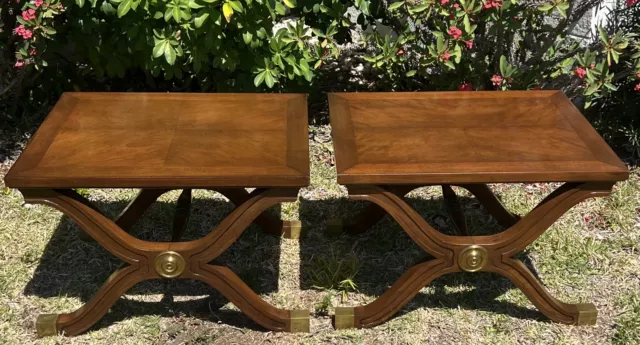 Vtg Pair of Hollywood Regency Henredon Dorothy Draper Espana X Benches Heritage