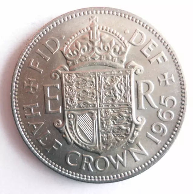 1965 GREAT BRITAIN HALF CROWN - Excellent Coin - FREE SHIP - Bin #173