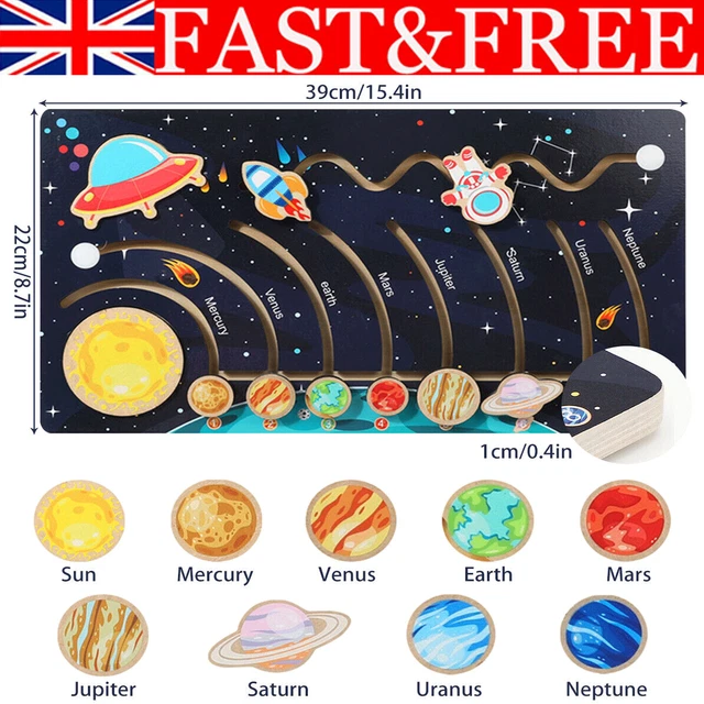 SOLAR SYSTEM MODEL Board Montessori Wooden Solar System Educational ...