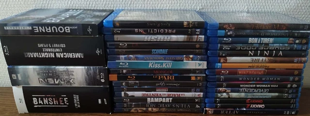 Lot 50 Blu-ray, Coffrets, Banshee 1-4, X-Men, Jason Bourne, Horreur, Neufs, etc.
