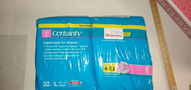 WALGREENS CERTAINTY WOMEN'S Underwear Maximum Absorbency Size L 32ct. NEW  $10.99 - PicClick