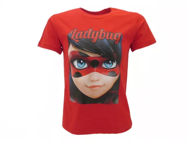 T-shirt Originale Miraculous Ladybug Ufficiale Rossa Maglia Volto Occhi Lady Bug
