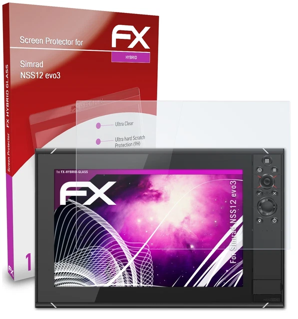 Protection écran Verre Trempé AtFoliX Pour Simrad GO9 XSE - Dureté 9H, Anti-choc, Made In Germany, Neuf