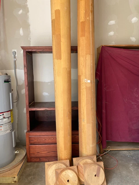 Salvage Architectural -Two 115" Unfinished Columns With Bases   (5 2