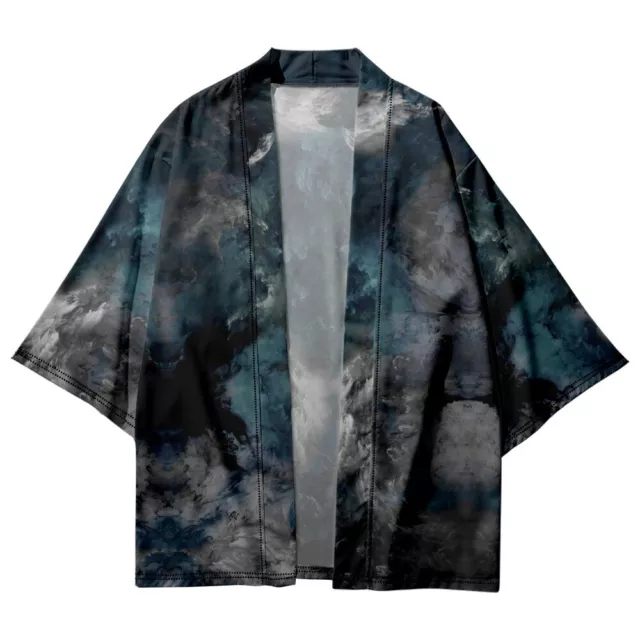 Mens Japanese Kimono Cardigan Jacket Yukata Coat Haori Harajuku Loose Outwear