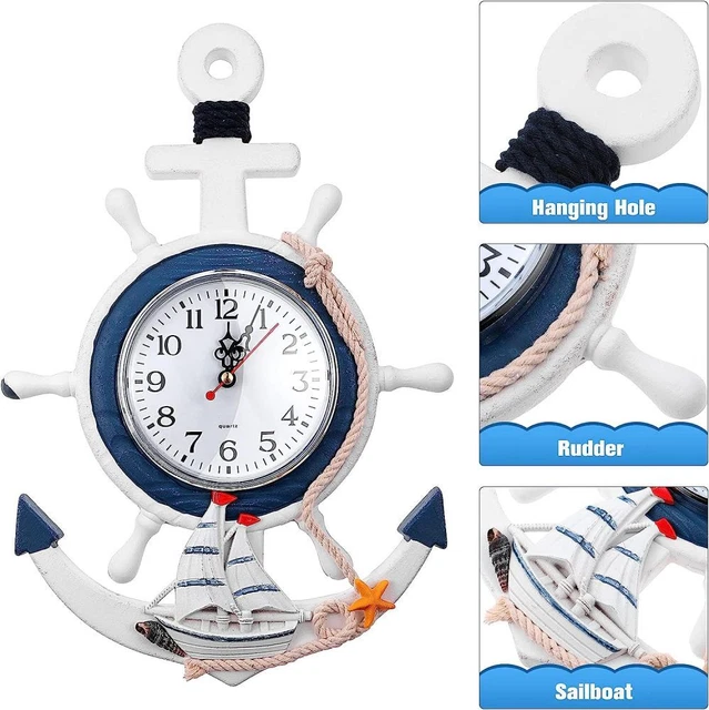 ANCHOR CLOCK NAUTICAL Ship Wheel Rudder Steering Wheel Decor Wall