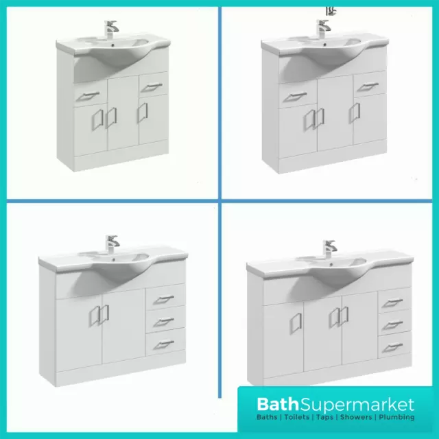 Bathroom Vanity White Gloss Unit Basin Sink Cabinet Storage Modern Cloakroom