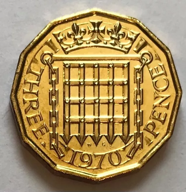 Great Britain 3 Three Pence 1970 - Portcullis - 12-sided - Proof