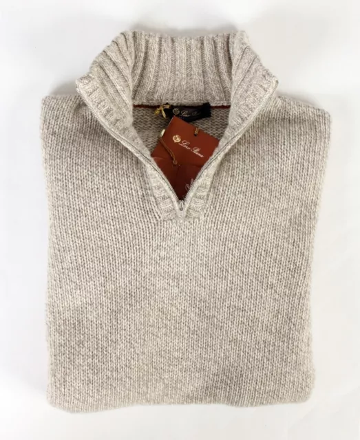 $2275 LORO PIANA 100% Baby Cashmere ¼ Zip Sweater - Cream - 48 S