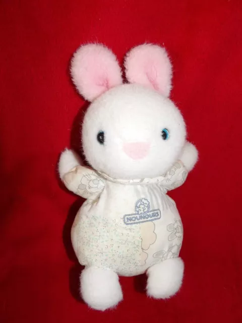 Doudou Peluche Nounours Ours Blanc Et Rose Corps Imprimé 23 cm