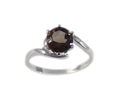 Smoky Quartz Ring Cairngorm Scotland Antique19thC Gemstone Sterling Ring Size 7