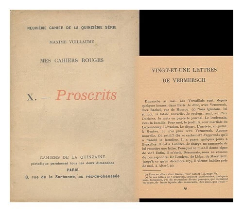 VUILLAUME, MAXIME (18441925) Mes Cahiers Rouges Au Temps De La Commune