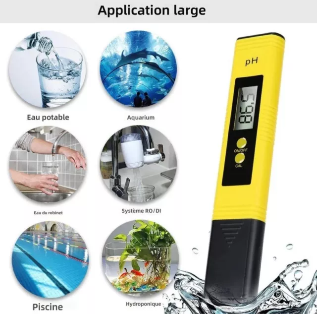 Testeur PH Electronique, Test qualité de l'eau Digital LCD, Haute précision 3