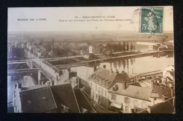 cpa 95 - Beaumont sur Oise - Bords de l'Oise - vue à vol d'oiseau - col. Dette