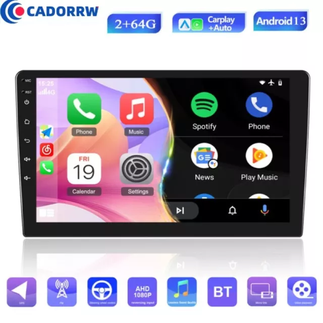 2+64GB 9'' Double 2 Din Android 13 Car Stereo Apple CarPlay Android Auto Radio