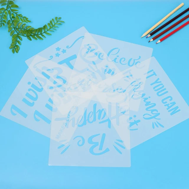 9PCS Reusable Oil Painting Crayon Letter Stencils Spraying Painting Template