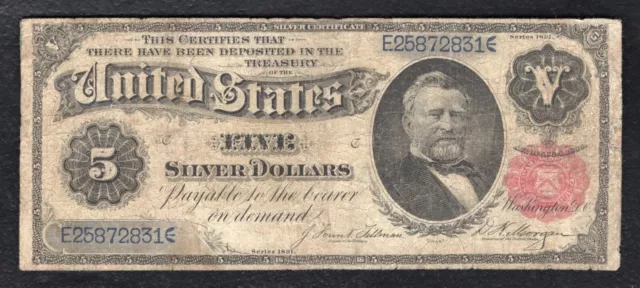 Fr. 267 1891 $5 Five Dollars “Grant” Silver Certificate Currency Note