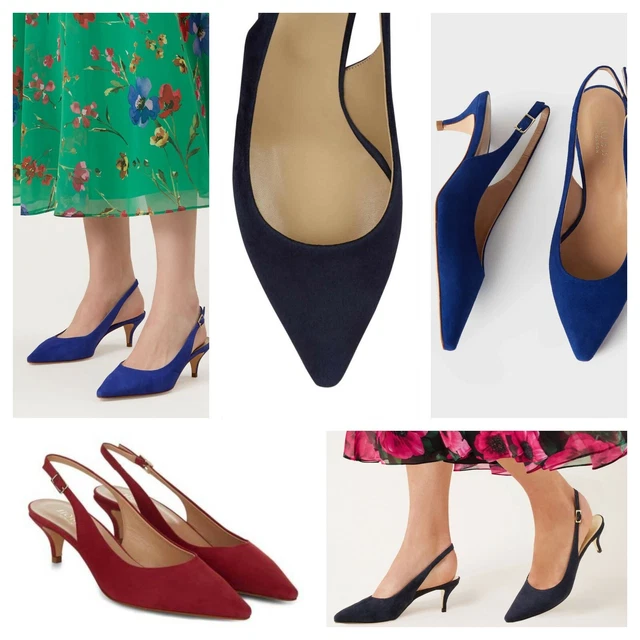 HOBBS LONDON ANNIE Suede Kitten Heel Slingback Party Summer Shoes