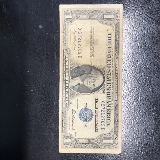 1935-F Series $1 US Dollar Note Rare Silver Certificate-X Serial Number