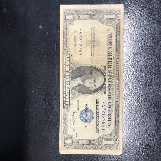 1935-F Series $1 US Dollar Note Rare Silver Certificate-X Serial Number