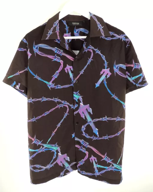 Trapstar Black Barbed Wire Short Sleeved Shirt - Size L