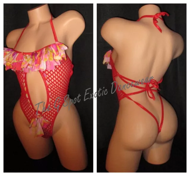 Exotic Dancer Stripper Sexy Fishnet One Piece Dancewear     (O1239)