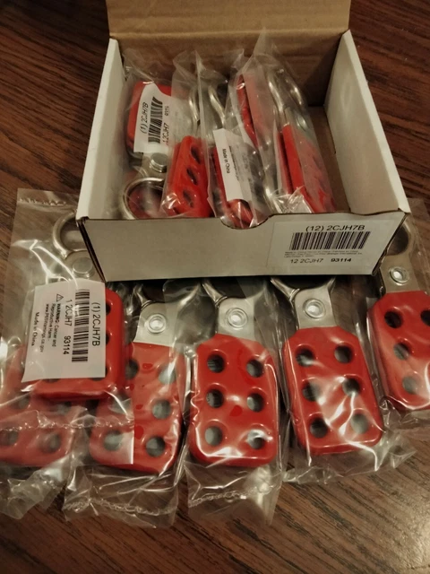 Lot Of 12 Grainger Condor 2CJH7B Snap-On Lockout Hasp, Aluminum Brand New