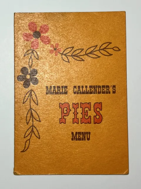 Marie Callender’s Pies Vintage Restaurant Menu 1973 Callender Good Stuff Pie